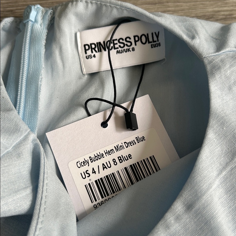 NWT Princess Polly Cicely Bubble Hem Mini Dress Blue - Picture 4 of 7